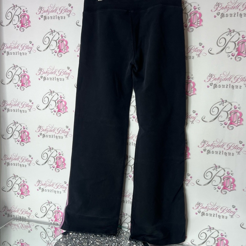 bebe set sweater pants striped rabbit fur hood trim Black Pink Track Pants - Picture 10 of 13